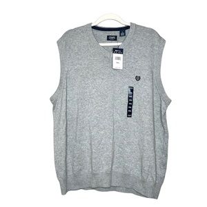 NWT Chaps Men's Light Heather Gray V Neck Sweater Vest Preppy Casual 2XL